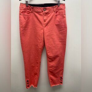Womens Coral Jeans Raw Hem Ankle Detail Size 14